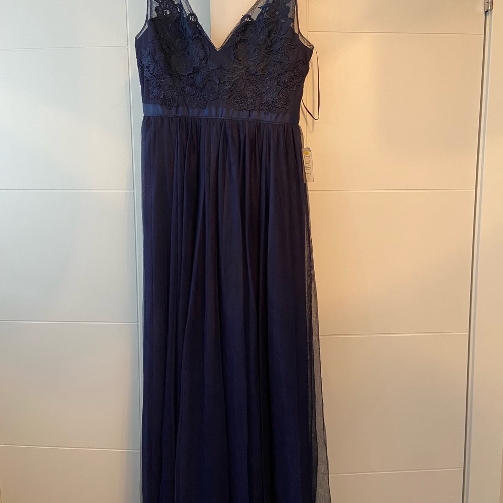 Elegant Navy Blue Lace Gown